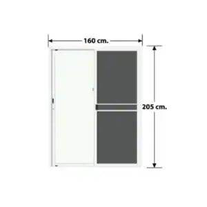ประตู Vinyl บานเลื่อน+มุ้ง PW 160x205cm สีดำ