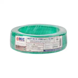 สายไฟ THW 1.5 sqmm BCC สีเขียว 100ม.ม้วน