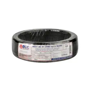 สายไฟ THW 1.5 sqmm BCC ดำ 100ม.ม้วน