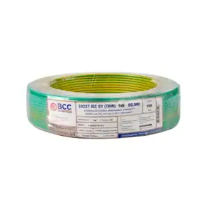 สายไฟ THW 6 sqmm BCC สีเขียวเหลือง (100ม.ม้วน)