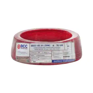 สายไฟ THW 6 sqmm BCC สีแดง (50ม.ม้วน)