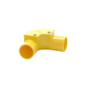ข้องอ PVC 90 สีเหลือง 12" ฝาปิดร้อยสาย