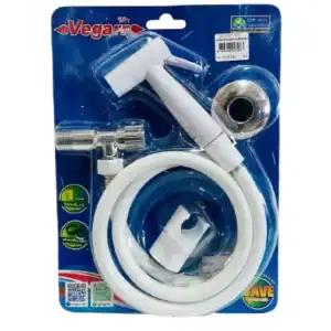 สายฉีดชำระ VEGARR VK127W สีสุขภัณฑ์ + วาล์ว