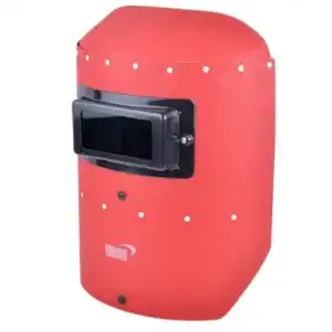 หน้ากากเชื่อมมือถือ สีแดง + กระจก PVC