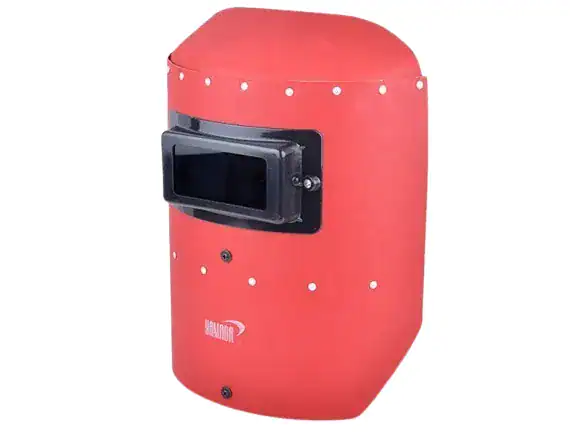 หน้ากากเชื่อมมือถือ สีแดง + กระจก PVC